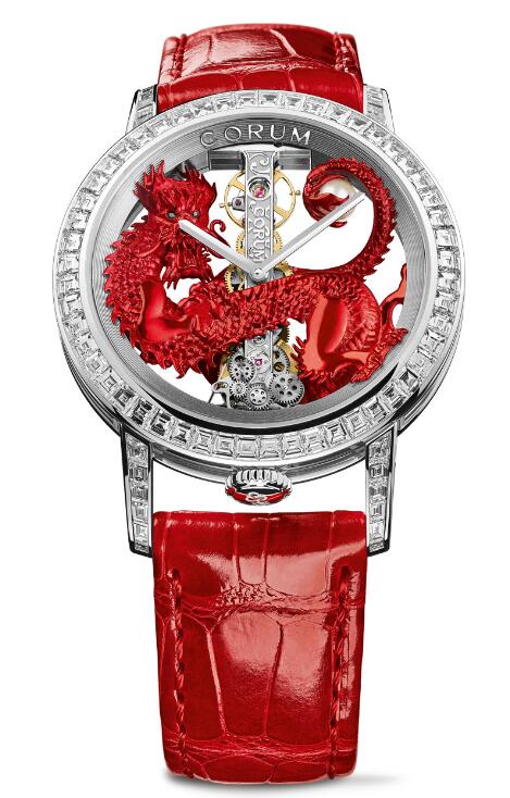 Corum GOLDEN BRIDGE 43 WHITE GOLD DRAGON DIAMONDS Watch Replica Ref. B113/04359 - 113.990.69/0F06 DR06G